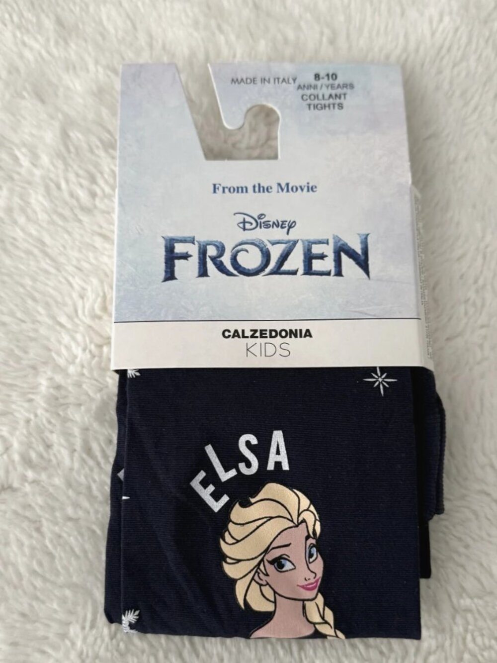 Calzedonia Kids Disney Frozen Elsa Girls Navy Shimmer Tights 8-10 NWT